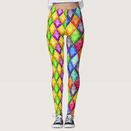 Twee Tone Mardi Gras Diamonds Pop Mode Leggings