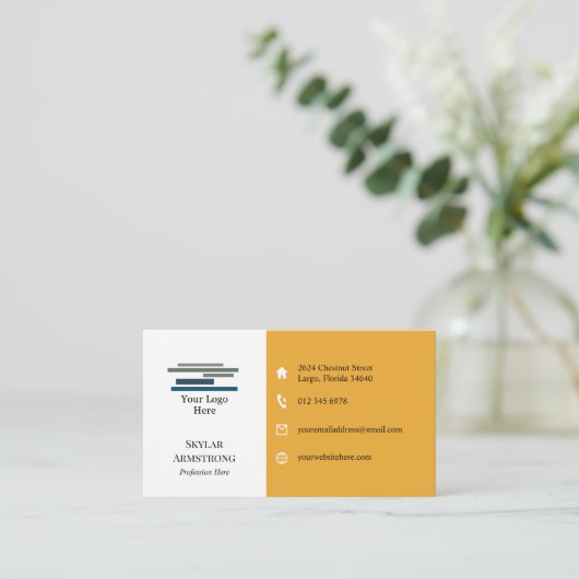 Twee Tone Marigold Wit Uw Logo Pictogrammen Een Zi Visitekaartje (Staand voorkant)