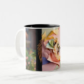 Twee-Tone Mok Mooie Leeuw Schets Print (Voorkant links)