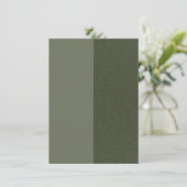 Twee-Tone Moss Green Flat Aankondiging Kaart Custo (Staand voorkant)