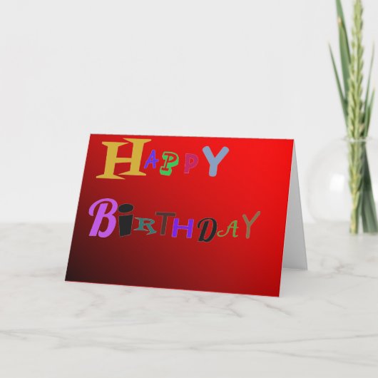 Twee Tone Red Happy Birthday Kaart (Voorkant)