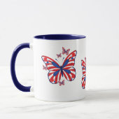 Twee Tone Red White en Blue Butterfly Mok (Links)