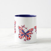 Twee Tone Red White en Blue Butterfly Mok (Midden)
