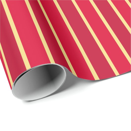 Twee Tone rode en gouden strepen Cadeaupapier (Rol Hoek)