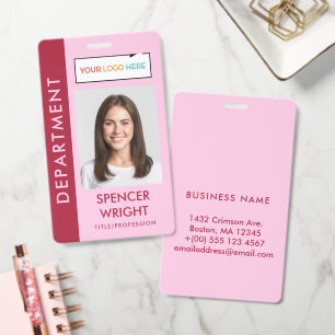 Twee-Tone Rood Roze Afdelingsfoto Logo Badge