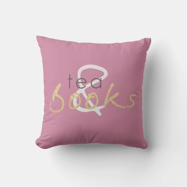 Twee Tone Tea en Books Sierkussen (Voorkant)