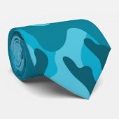 Twee Tone Turquoise Blue Camo Yellow Initialen Stropdas (Opgerold)