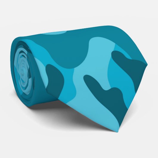 Twee Tone Turquoise Blue Camo Yellow Initialen Stropdas (Opgerold)