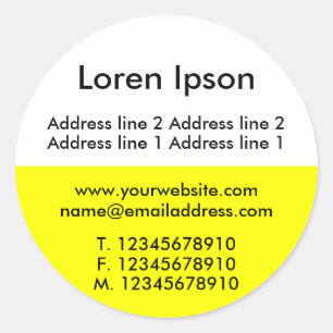 Twee Tone Yellow en White Business / Profiel Ronde Sticker