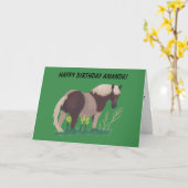 Twee Toned Brown en Tan Horse verjaardagskaarten Kaart (Gele Bloem)