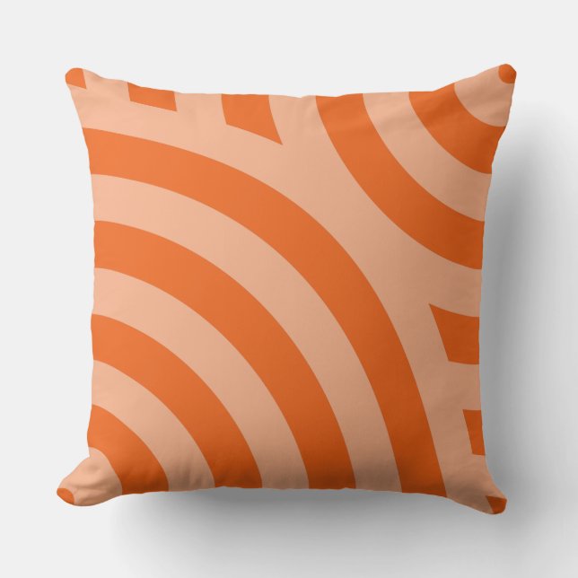 Twee - Toned Oranje Striped Wave Pattern Kussen (Voorkant)