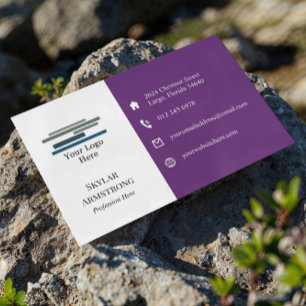 Twee tonen Paarse witte uw Logo iconen één kant Visitekaartje