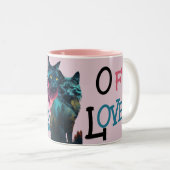 Twee tonen van liefde: levendig kattenpaar tweekleurige koffiemok (Voorkant rechts)
