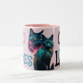 Twee tonen van liefde: levendig kattenpaar tweekleurige koffiemok (Center)