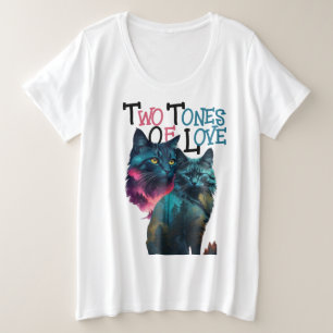 Twee tonen van liefde: levendige katten in eenheid grote maat t-shirt