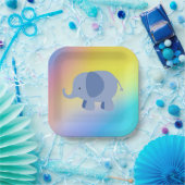 Twee‑Tons Blauwe Olifant Gradiënt Kunst Papieren Bordje (Feest)