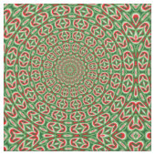 Twee Tons Groen En Rood En Wit Kerst Mandala Stof (Close Up)