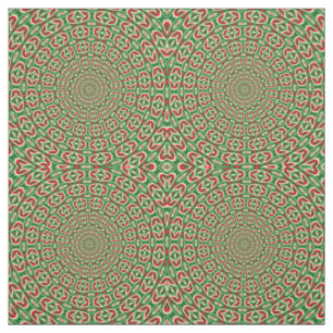 Twee Tons Groen En Rood En Wit Kerst Mandala Stof