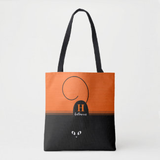 Twee Tons Halloween Oranje Zwart Kat Tote Bag