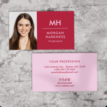 Twee-Tons Rood Roze Minimaal Foto & Monogram