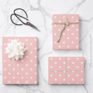 Twee Toon Elegante Champagne Roze & Witte Polka Do Inpakpapier Vel