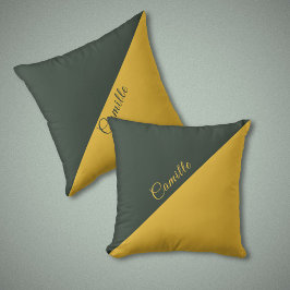 Twee Toon Goud & Bos Groen Monogram Kussen