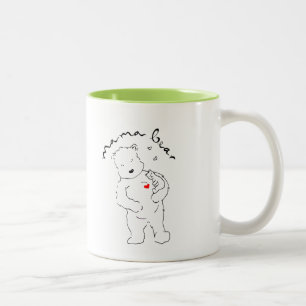 Twee-toon mama Beer koffie mok. Tweekleurige Koffiemok