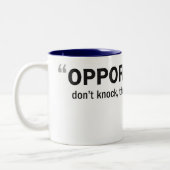 Twee-toon mok - "Kansen kloppen niet..." (Links)