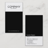 Twee toon-verticaal (zwart-wit) visitekaartje (Voorkant / Achterkant)