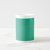 Twee-toonaangevend Emerald Green Geometric Pattern Porselein Kop (Voorkant)