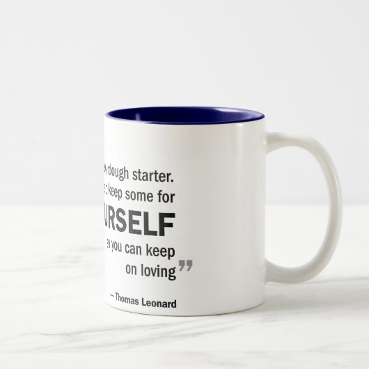 Twee-toonaangevende mok - 'Liefde is als brondeeg. (Rechts)