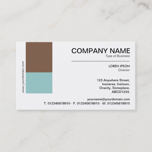 Twee toondecor - bruin en lt blauw groen visitekaartje (Voorkant)