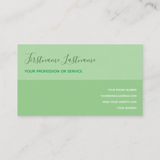 Twee toonhalve verdeelde verse groene kalligrafie visitekaartje (Achterkant)