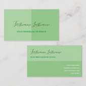 Twee toonhalve verdeelde verse groene kalligrafie visitekaartje (Voorkant / Achterkant)
