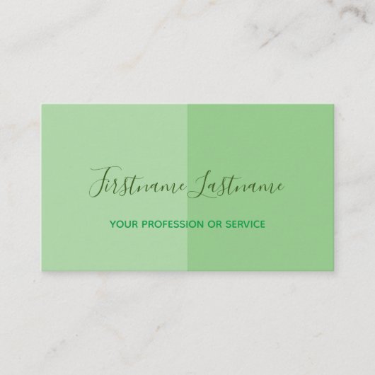 Twee toonhalve verdeelde verse groene kalligrafie visitekaartje (Voorkant)