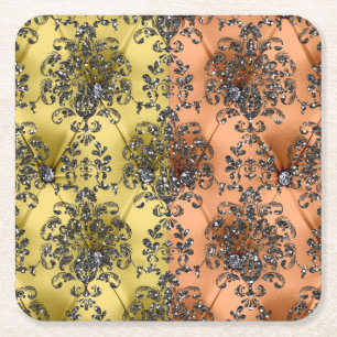 Twee toonpeach/Gold Silver Glitter-Onderzetters Kartonnen Onderzetters