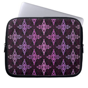 Twee toons roze en zwarte damast laptop sleeve