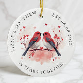 Twee Tortelduifjes bruiloft Jubileum foto Keramisch Ornament