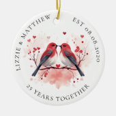 Twee Tortelduifjes bruiloft Jubileum foto Keramisch Ornament (Voorkant)