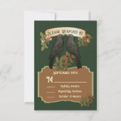 Twee Tortelduifjes Folk Art Bruiloft RSVP Kaart (Voorkant)