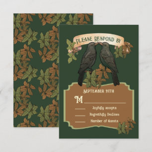 Twee Tortelduifjes Folk Art Bruiloft RSVP Kaart