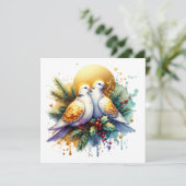 Twee tortelduiven | 12 dagen Kerst Feestdagenkaart (Staand voorkant)