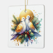 Twee tortelduiven | 12 dagen Kerst Keramisch Ornament (Links)