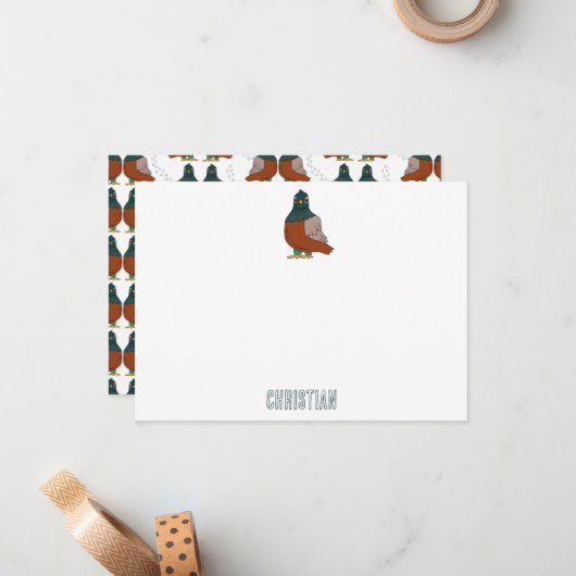 Twee tortelduiven, aangepast notitiekaartje (Voorkant / Achterkant in situ)