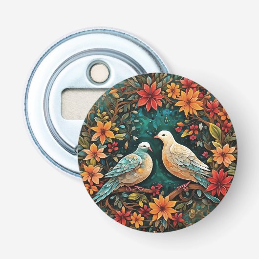 Twee Tortelduiven Button Flesopener (Voorkant)