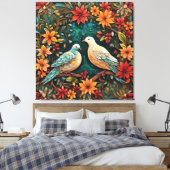 Twee Tortelduiven Canvas Afdruk (Insitu (Slaapkamer))