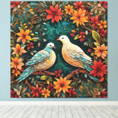 Twee Tortelduiven Canvas Afdruk (Insitu (Houten vloer))