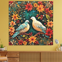 Twee Tortelduiven Canvas Afdruk