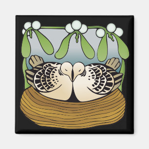 Twee tortelduiven die een reflector magnet hebben