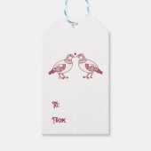 Twee tortelduiven in het rood cadeaulabel (Voorkant)